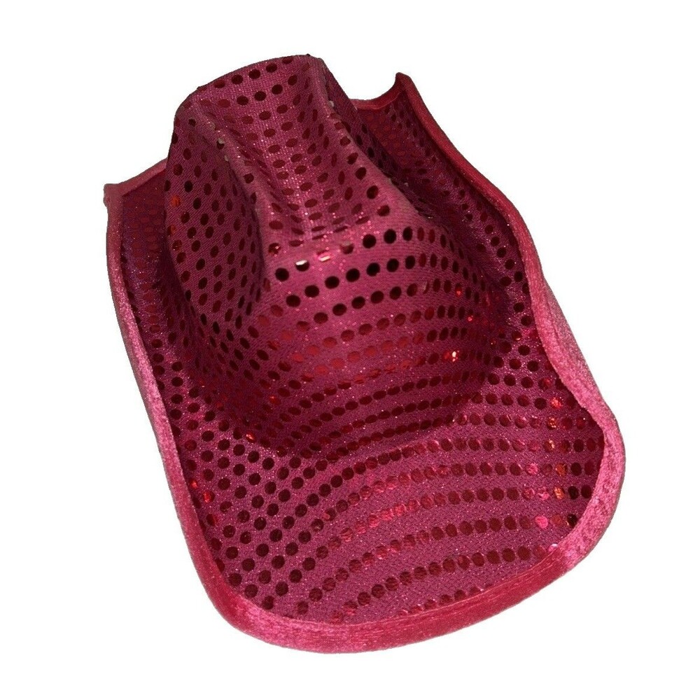Pink Sequin Cowboy Hat Light Up LED Blinking Cowgirl Western Rave Party Costume